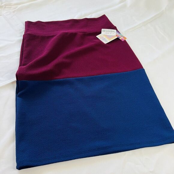 LulaRoe Cassie Stretch Pencil Skirt Pink & Blue Color Block NWT Size M 0700 - Picture 3 of 7